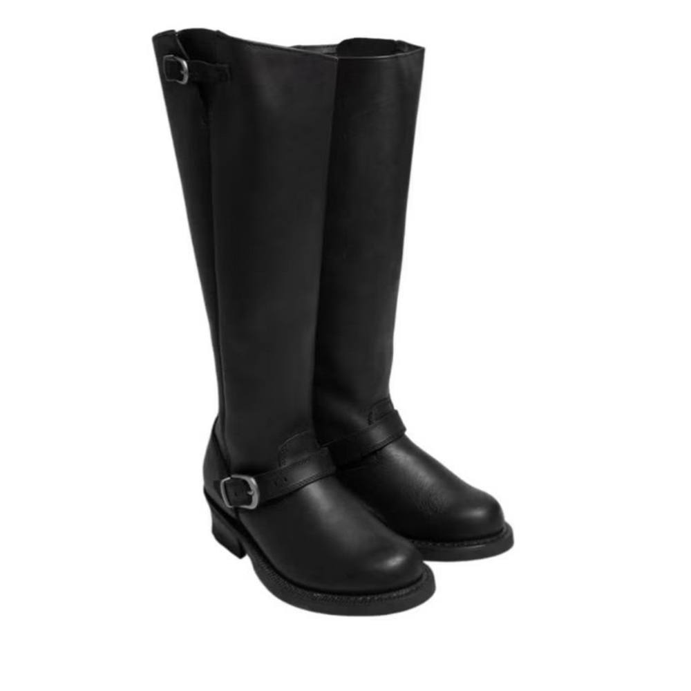 Durango Black Tall Moto Buckle Boots